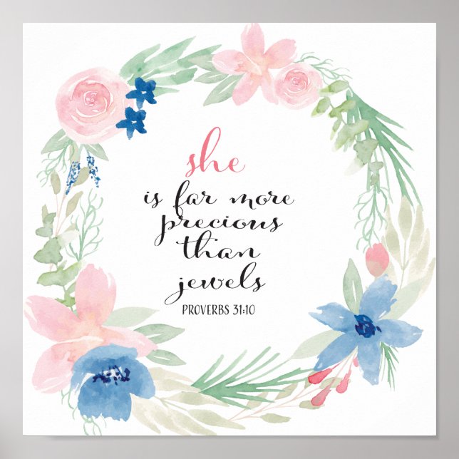 Póster Es mucho más preciosa que las joyas - Proverbios 3 (Frente)