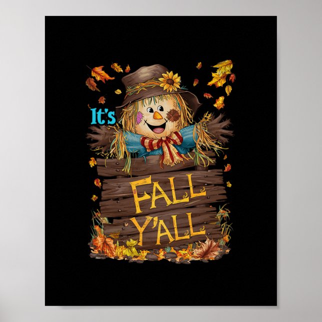 Póster Es Otoño Chicos Lindos Espantapájaros Otoño Día de (Frente)