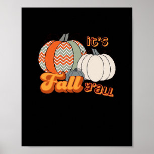 Póster Es otoño, divertido patrón de calabazas de Chevron