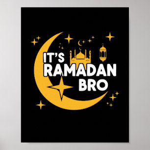 Póster Es Ramadan hermano feliz ayuno Creciente Islámico