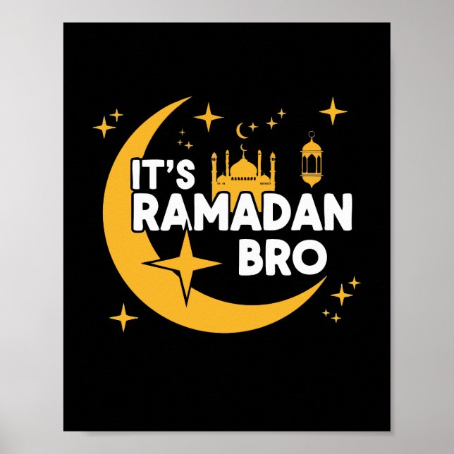 Póster Es Ramadan hermano feliz ayuno Creciente Islámico (Frente)