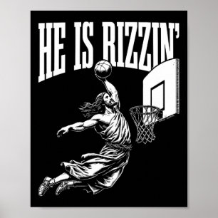 Póster Es Rizzin Divertido Meme Jesús de Baloncesto