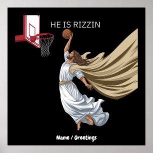 Póster Es Rizzin Gracioso Jesús Jugando Retro De Balonces