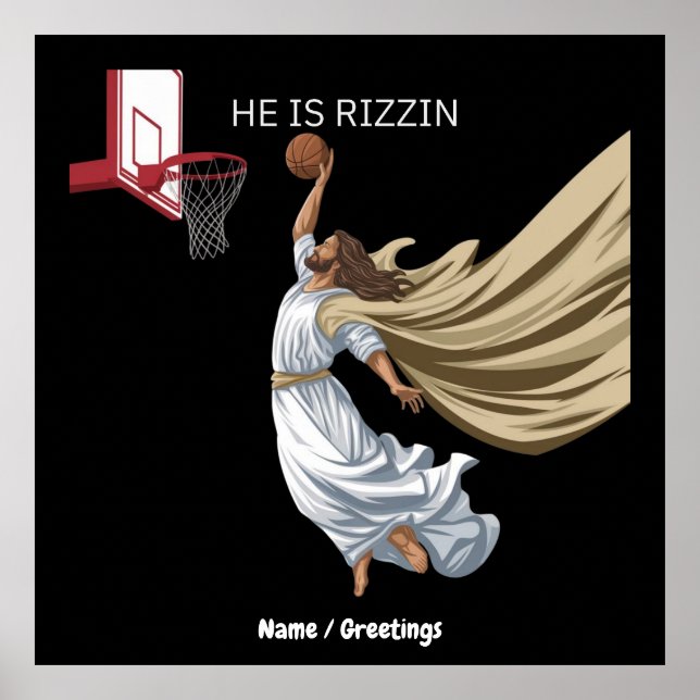 Póster Es Rizzin Gracioso Jesús Jugando Retro De Balonces (Frente)