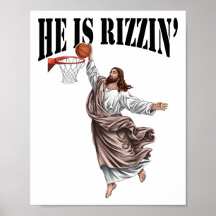 Póster Es Rizzin Jesús Baloncesto Jes de Pascua Cristiano