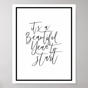 Póster Es un año bello para empezar cita caligráfica