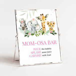 Póster Es un Chica de animales de Safari Baby Shower Mom