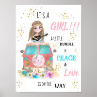 * Es un CHICA retro hippie Poster de Baby Shower
