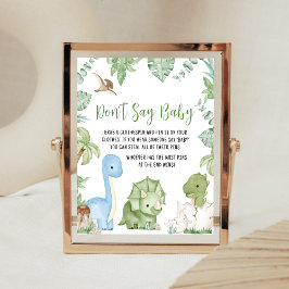 Póster Es un niño dinosaurio que Baby Shower no diga bebé