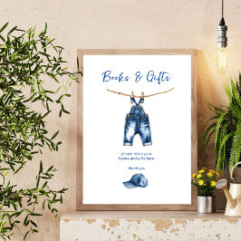 Póster Es un niño jeans azules bebé ducha regalo de mesa 