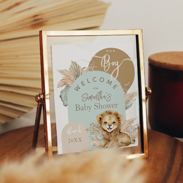 Póster Es un niño Safari Tema de Lion bienvenida Baby Sho (Subido por el creador)