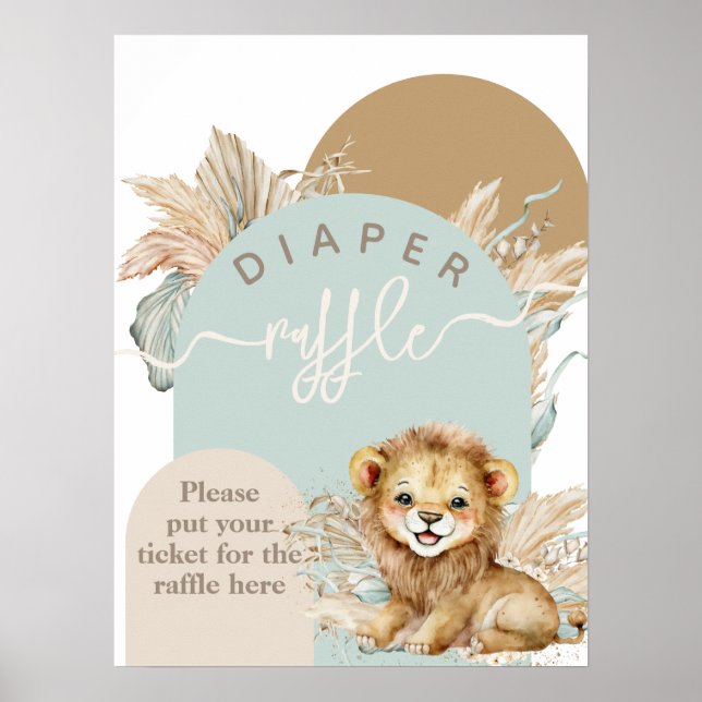 Póster Es un niño Safari Theme Lion Baby Shower (Frente)
