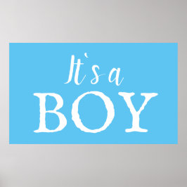 Póster Es un niño tipografía azul bebé Baby Shower