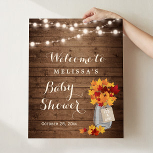 Póster Es un otoño Chica deja a String Lights Baby Shower