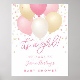 Póster Es un Poster de bienvenida de Baby Shower rosado C