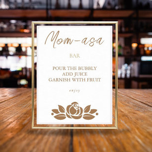 Póster Es Un Rótulo De Baby Shower De Floral Blanca Dorad