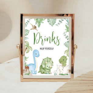 Póster Es una bebida de Baby Shower de un niño dinosaurio