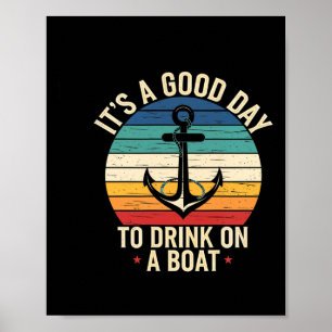 Póster Es una bebida en barco ancla náutica verano