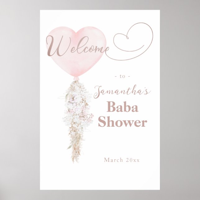 Póster Es una bienvenida de Baby Shower con un globo aero (Frente)