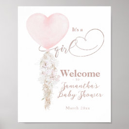 Póster Es una bienvenida de Baby Shower con un globo aero