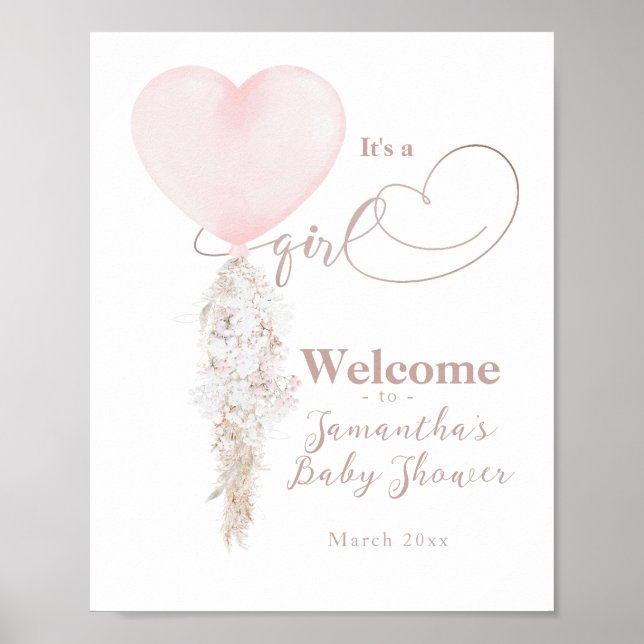 Póster Es una bienvenida de Baby Shower con un globo aero (Frente)