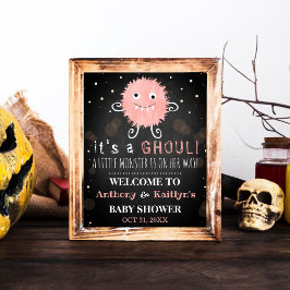 Póster ¡Es una gol! Baby Shower de Little Monster Hallowe