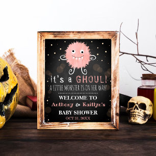 Póster ¡Es una gol! Baby Shower de Little Monster Hallowe