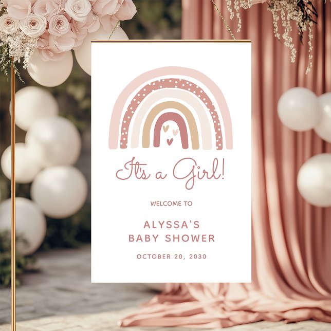 Póster Es una niña Boho Arcoiris Bienvenida a la fiesta d (Subido por el creador)