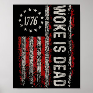 Póster Es woke está muerto divertido eslogan sarcástico