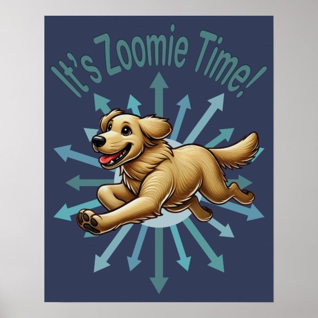 Póster Es Zoomie Time Golden Retriever (Frente)