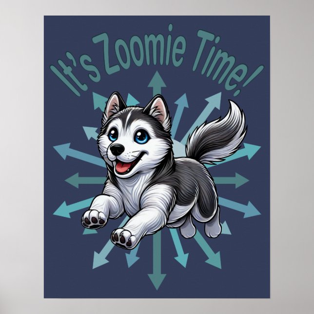 Póster Es Zoomie Time Husky (Frente)