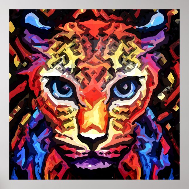 Póster Esa Mirada Colorida de Leopardo  (Frente)