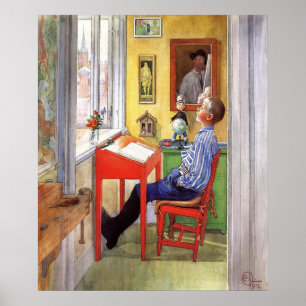 Póster Esbjorn haciendo sus deberes por Carl Larsson