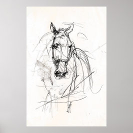 Póster Esbozo abstracto de retrato de caballo - Premium