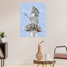 Póster Esbozo acuarela de la estatua de Atenas