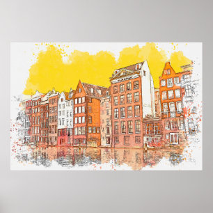 Póster Esbozo acuarela o ilustracion de un