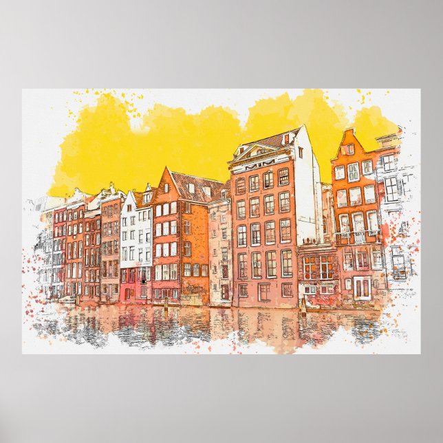 Póster Esbozo acuarela o ilustracion de un (Frente)