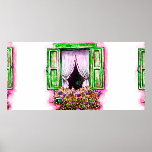 Póster Esbozo acuarela tradicional de antaño