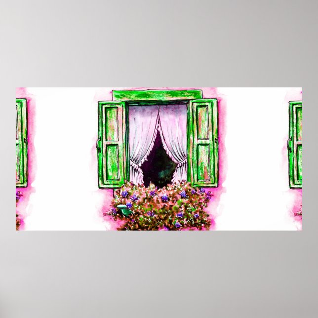 Póster Esbozo acuarela tradicional de antaño (Frente)