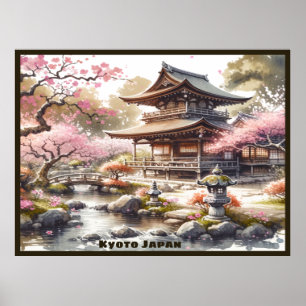 Póster Esbozo acuático de Kioto
