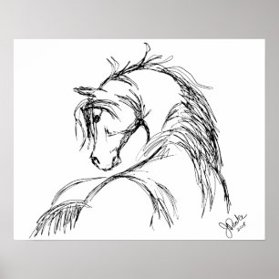 Póster Esbozo Artsy Horse Head