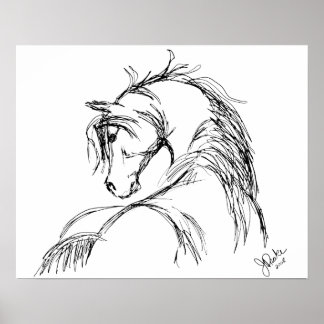 Póster Esbozo Artsy Horse Head
