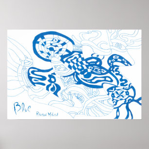 Póster Esbozo azul, abstracto