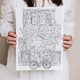 Póster Esbozo blanco y negro Poster de escalas en la ciud