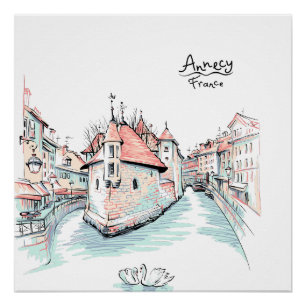 Póster Esbozo de aldea de Francia