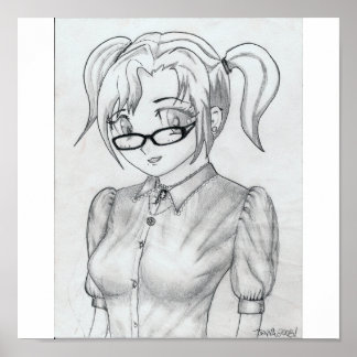 Póster Esbozo de anime de Jenna
