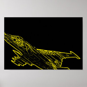 Póster Esbozo de avión soviético para pies de fuerza