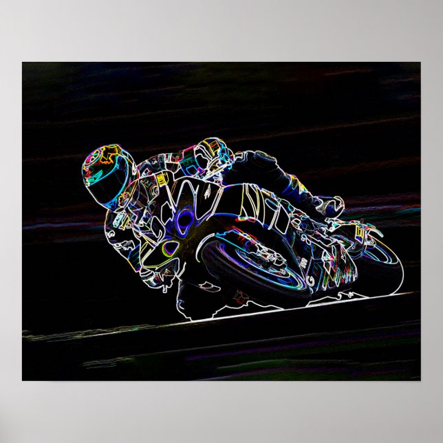 Póster Esbozo de Carreras del círculo del motociclista br (Frente)