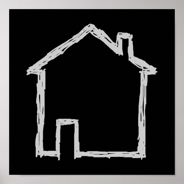 Póster Esbozo de casa. Gris y Negro. (Frente)