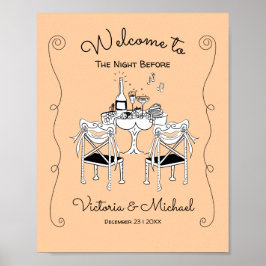 Póster Esbozo de Doodle Sillas de mesa Ensayos divertidos